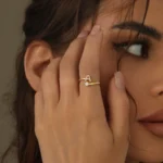 Inel cu Cristale si Initiala la Alegere Auriu - imagine 2