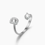 Inel cu Cristale si Initiala la Alegere Silver - imagine 3